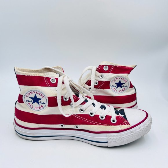 Vintage Converse size Woman 8.5 Chuck Taylor All Star High Top, American Flag - Picture 2 of 10